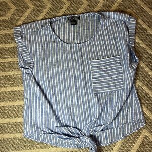 NYC Light Blue Striped Blouse with Pocket